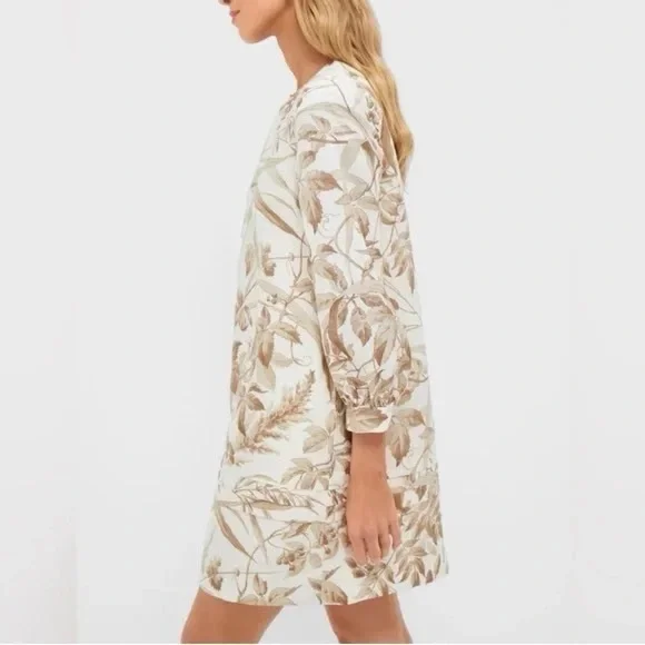 Studio McGee Cream and Brown Floral Long Sleeve Dress Tuckernuck - Picture 1 of 8
